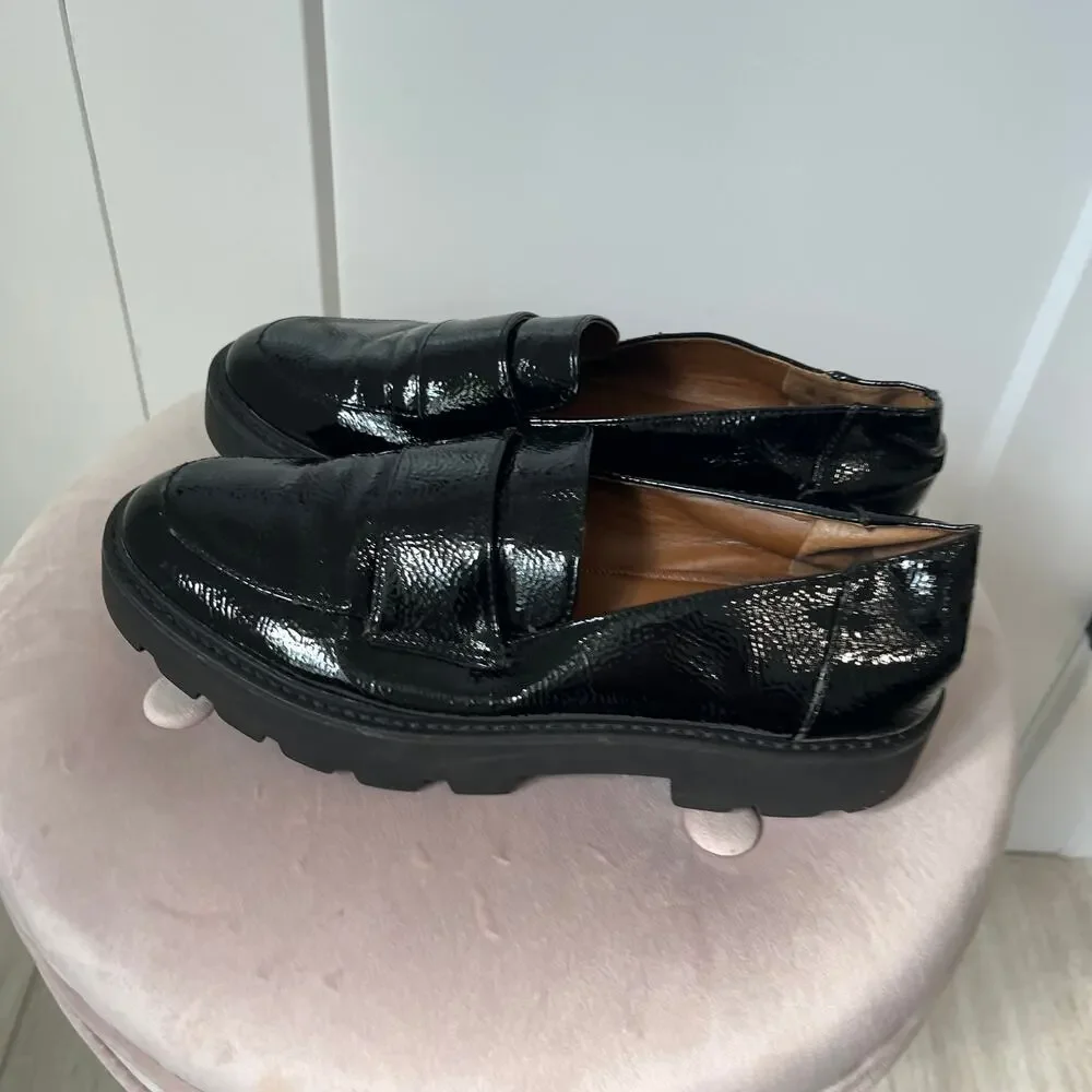 Franco Sarto Brindy Black Platform Loafers Size 9